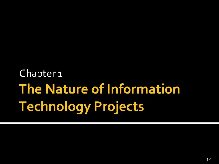 Chapter 1 The Nature of Information Technology Projects 1 -1 