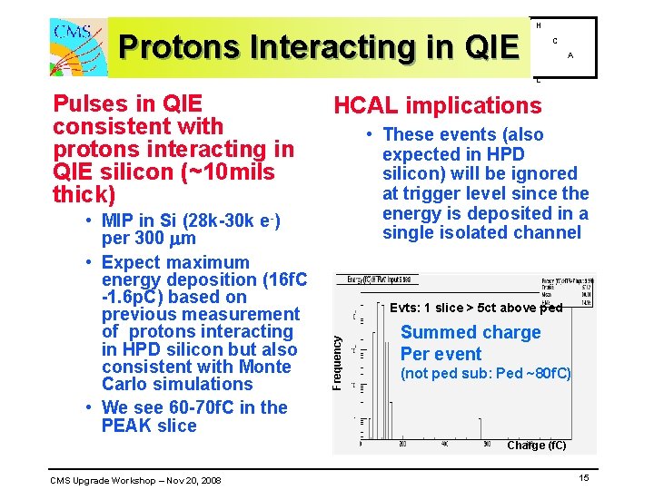 Protons Interacting in QIE H C A L • MIP in Si (28 k-30