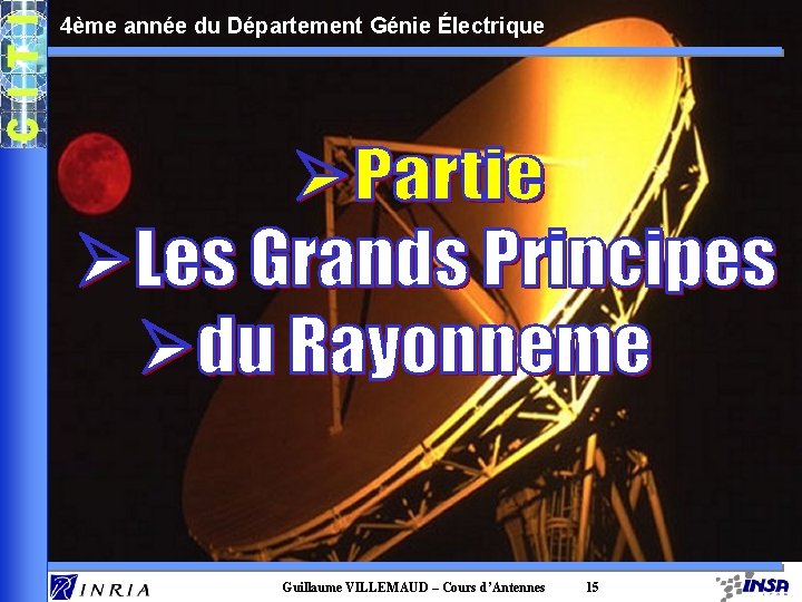 4ème année du Département Génie Électrique Guillaume VILLEMAUD – Cours d’Antennes 15 