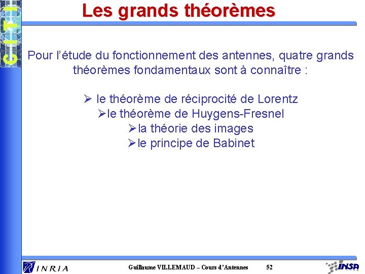 Les grands théorèmes Pour l’étude du fonctionnement des antennes, quatre grands théorèmes fondamentaux sont