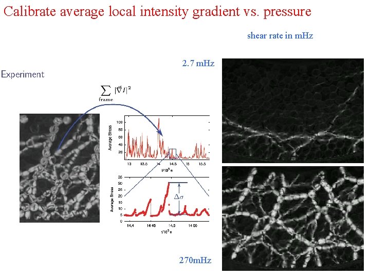 Calibrate average local intensity gradient vs. pressure shear rate in m. Hz 2. 7