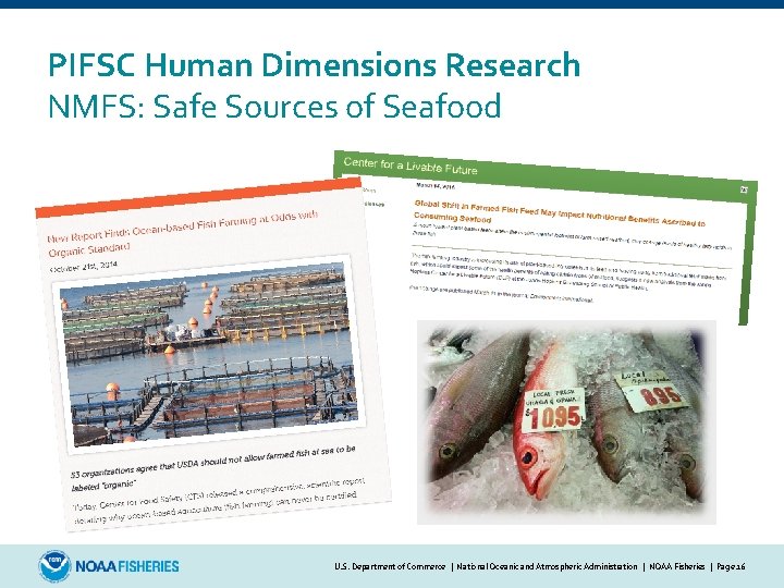 PIFSC Human Dimensions Research NMFS: Safe Sources of Seafood U. S. Department of Commerce | National