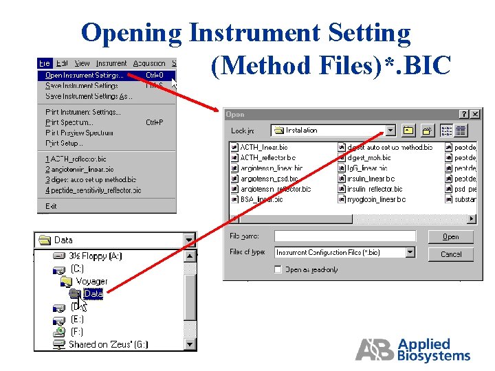 Opening Instrument Setting (Method Files)*. BIC 