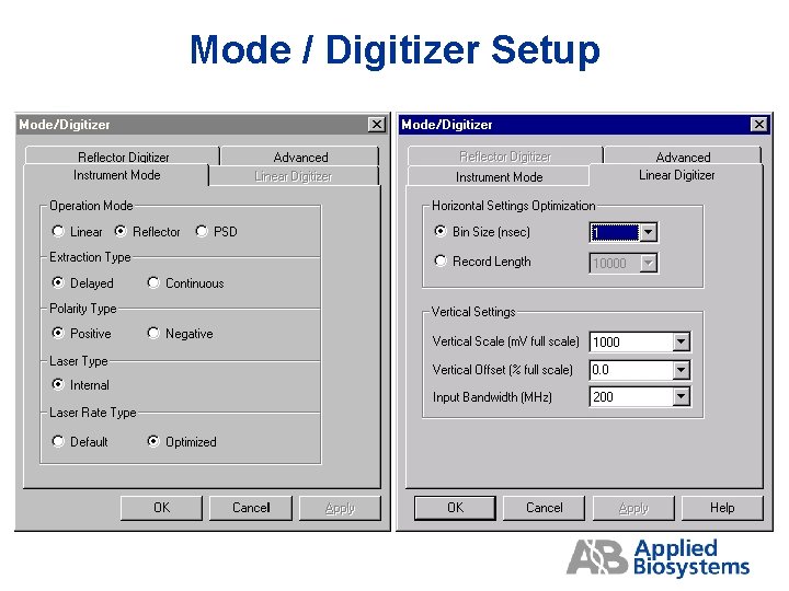 Mode / Digitizer Setup 