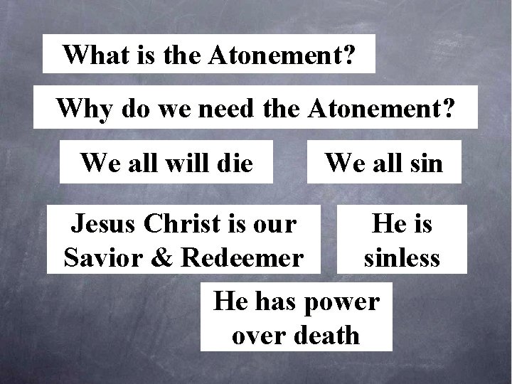 What is the Atonement? Why do we need the Atonement? We all will die