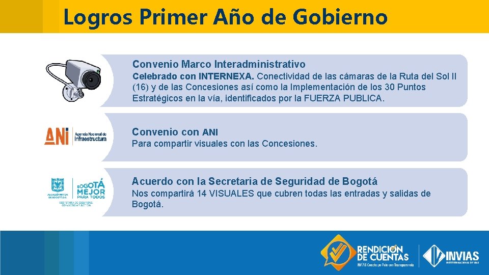 Logros Primer Año de Gobierno Convenio Marco Interadministrativo Celebrado con INTERNEXA. Conectividad de las