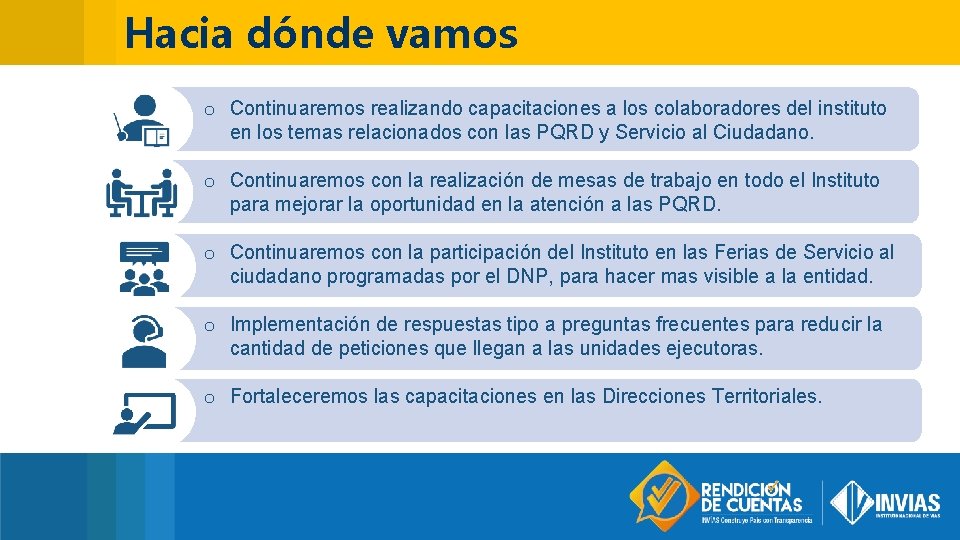 Hacia dónde vamos o Continuaremos realizando capacitaciones a los colaboradores del instituto en los