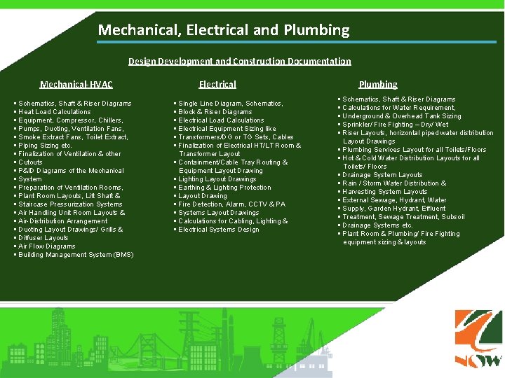 Mechanical, Electrical and Plumbing Design Development and Construction Documentation Mechanical-HVAC § Schematics, Shaft &
