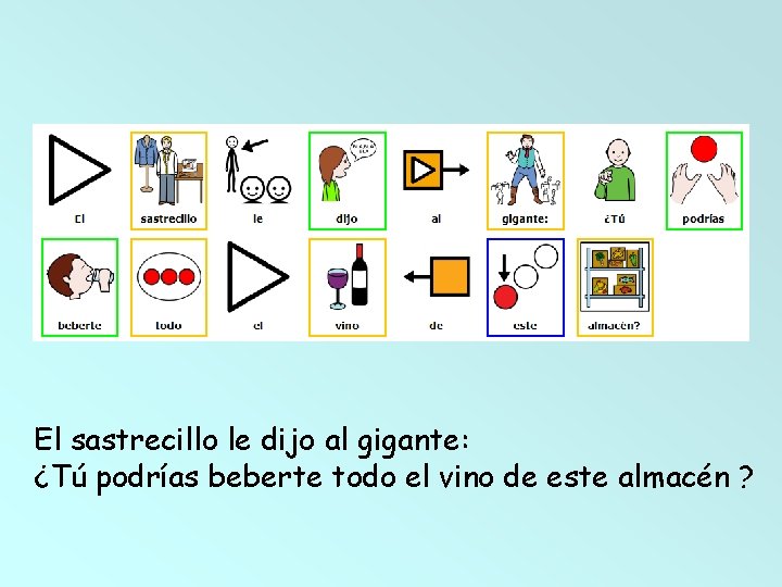 El sastrecillo le dijo al gigante: ¿Tú podrías beberte todo el vino de este El sastrecillo le dijo al gigante: ¿Tú podrías beberte todo el vino de este