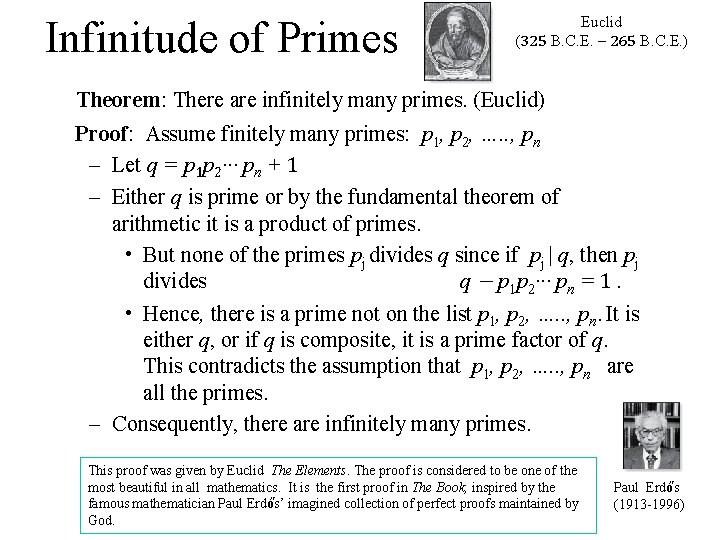 Infinitude of Primes Euclid (325 B. C. E. – 265 B. C. E. )