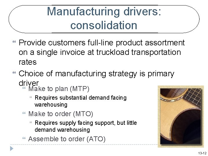 Manufacturing drivers: consolidation Provide customers full-line product assortment on a single invoice at truckload