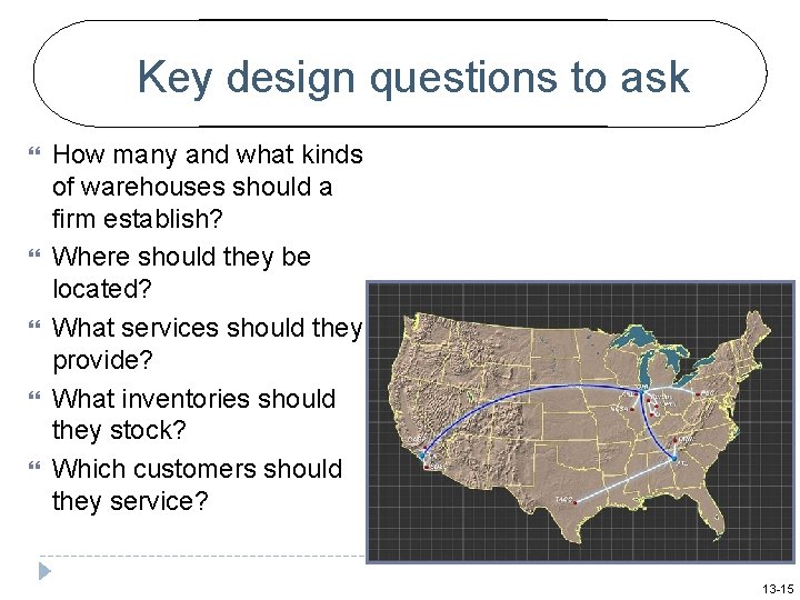 Key design questions to ask How many and what kinds of warehouses should a