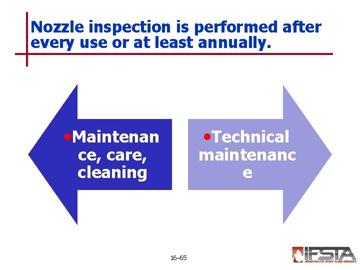Nozzle inspection is performed after every use or at least annually. • Technical •