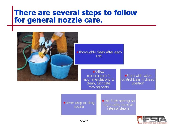 There are several steps to follow for general nozzle care. • Thoroughly clean after There are several steps to follow for general nozzle care. • Thoroughly clean after