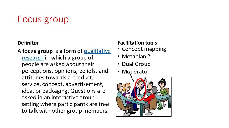 Focus group Definiton A focus group is a form of qualitative research in which