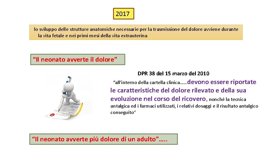 2017 lo sviluppo delle strutture anatomiche necessarie per la trasmissione del dolore avviene durante