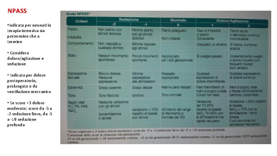 NPASS • Indicata per neonati in terapia intensiva sia pretermine che a termine •