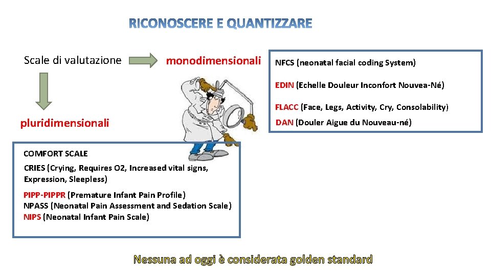 Scale di valutazione monodimensionali NFCS (neonatal facial coding System) EDIN (Echelle Douleur Inconfort Nouvea-Né)