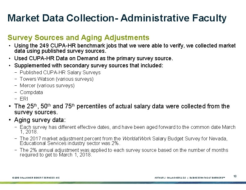 Market Data Collection- Administrative Faculty Survey Sources and Aging Adjustments • Using the 249 Market Data Collection- Administrative Faculty Survey Sources and Aging Adjustments • Using the 249