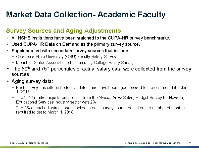 Market Data Collection- Academic Faculty Survey Sources and Aging Adjustments • All NSHE institutions Market Data Collection- Academic Faculty Survey Sources and Aging Adjustments • All NSHE institutions