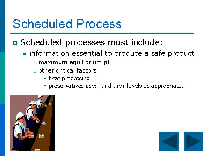 Scheduled Process p Scheduled processes must include: n information essential to produce a safe