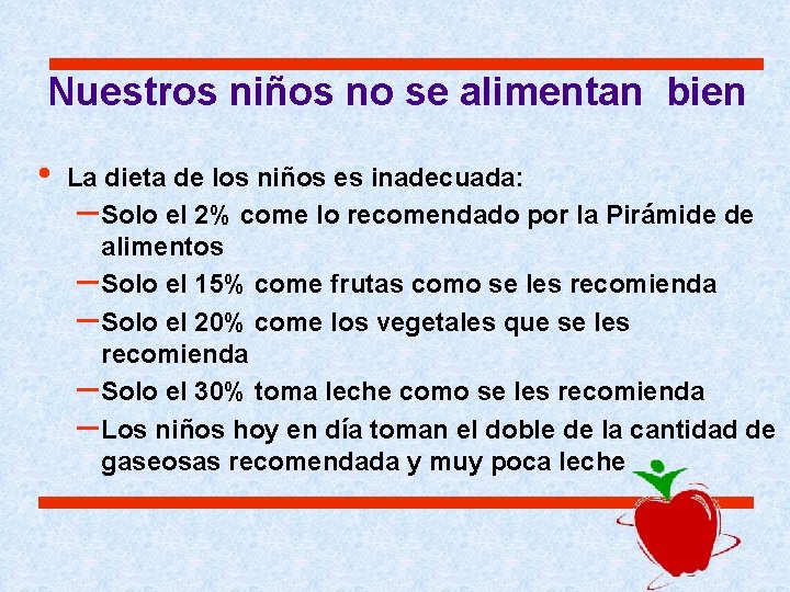 Nuestros niños no se alimentan bien • La dieta de los niños es inadecuada: Nuestros niños no se alimentan bien • La dieta de los niños es inadecuada: