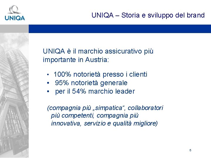 UNIQA – Storia e sviluppo del brand UNIQA è il marchio assicurativo più importante