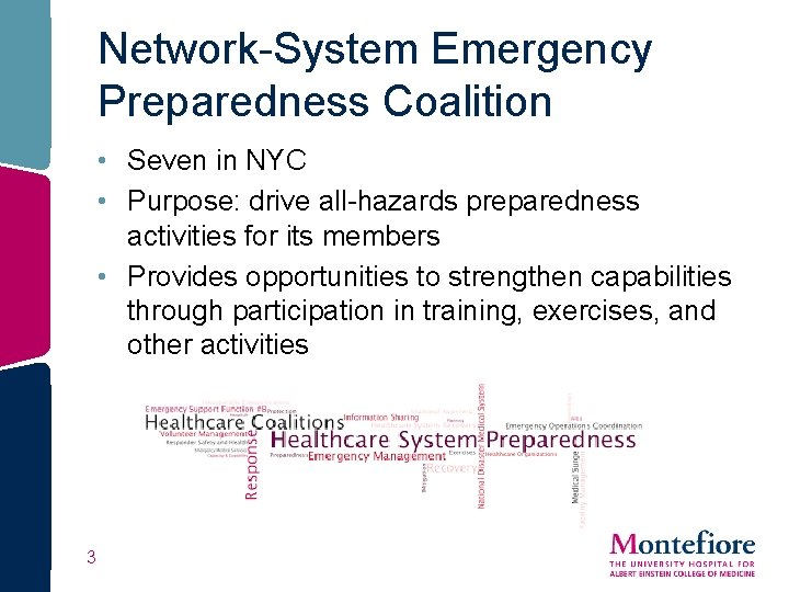 Network-System Emergency Preparedness Coalition • Seven in NYC • Purpose: drive all-hazards preparedness activities Network-System Emergency Preparedness Coalition • Seven in NYC • Purpose: drive all-hazards preparedness activities