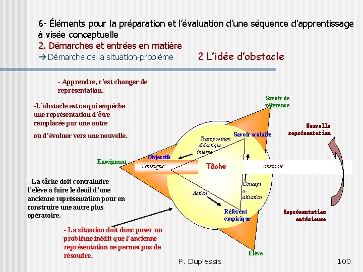 6 - Éléments pour la préparation et l’évaluation d’une séquence d'apprentissage à visée conceptuelle