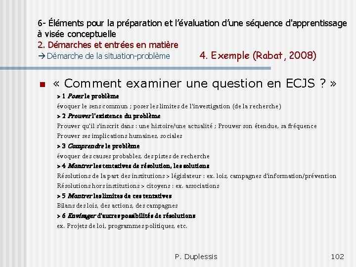 6 - Éléments pour la préparation et l’évaluation d’une séquence d'apprentissage à visée conceptuelle