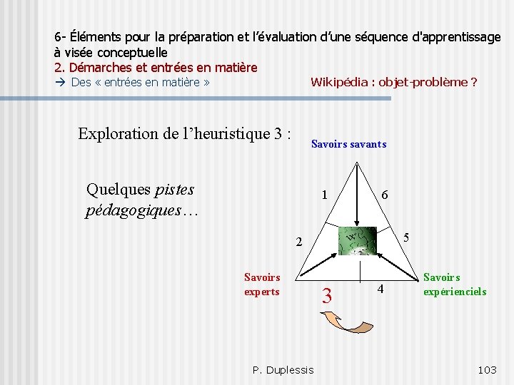 6 - Éléments pour la préparation et l’évaluation d’une séquence d'apprentissage à visée conceptuelle