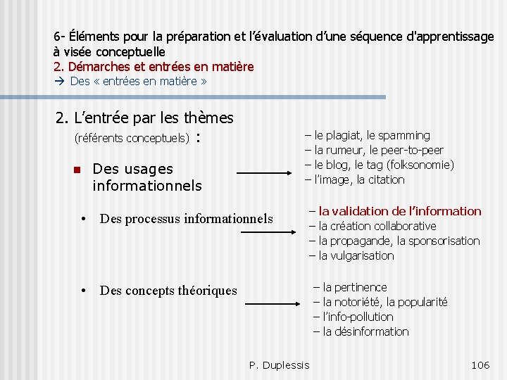 6 - Éléments pour la préparation et l’évaluation d’une séquence d'apprentissage à visée conceptuelle