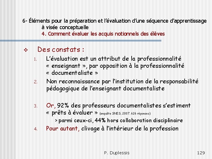 6 - Éléments pour la préparation et l’évaluation d’une séquence d'apprentissage à visée conceptuelle