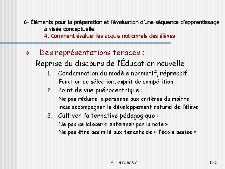 6 - Éléments pour la préparation et l’évaluation d’une séquence d'apprentissage à visée conceptuelle