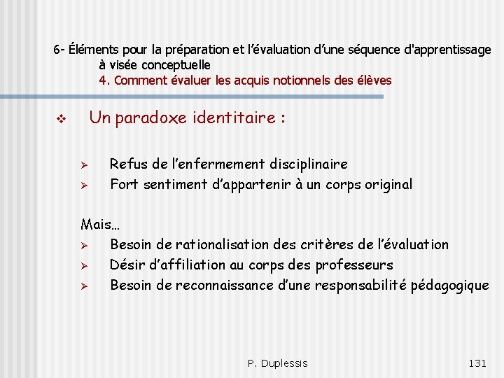 6 - Éléments pour la préparation et l’évaluation d’une séquence d'apprentissage à visée conceptuelle