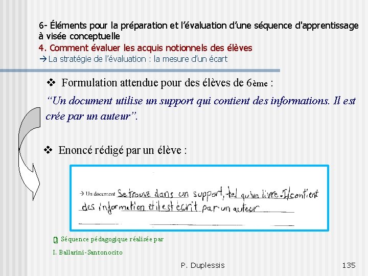6 - Éléments pour la préparation et l’évaluation d’une séquence d'apprentissage à visée conceptuelle