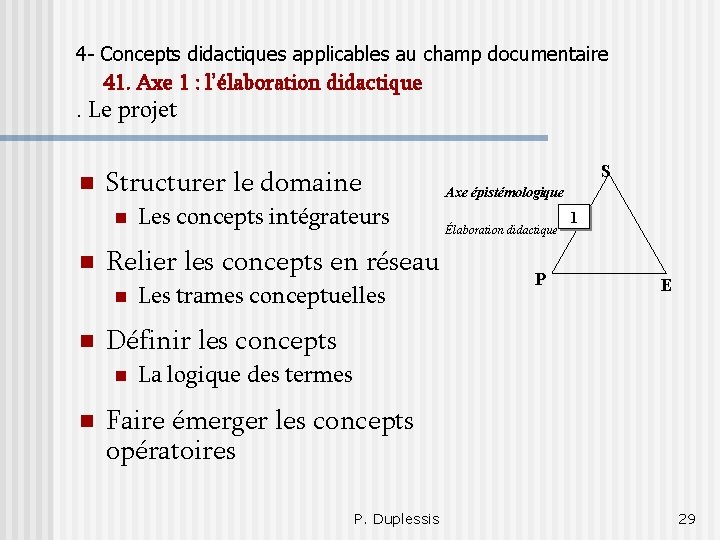 4 - Concepts didactiques applicables au champ documentaire 41. Axe 1 : l’élaboration didactique