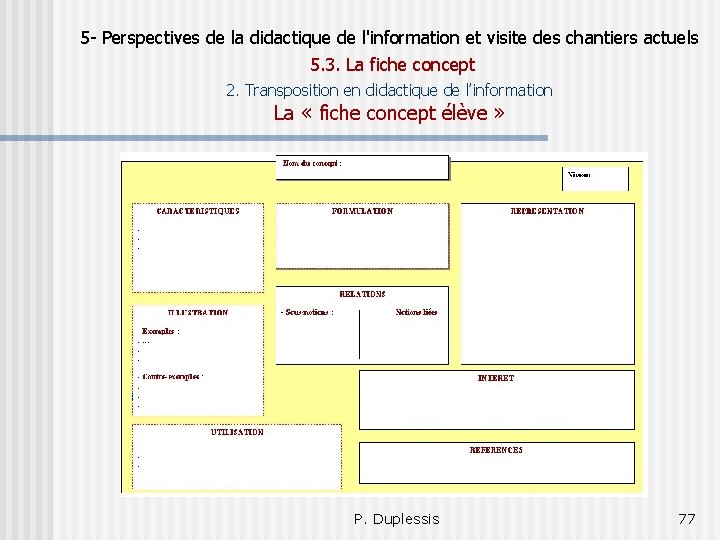 5 - Perspectives de la didactique de l'information et visite des chantiers actuels 5.