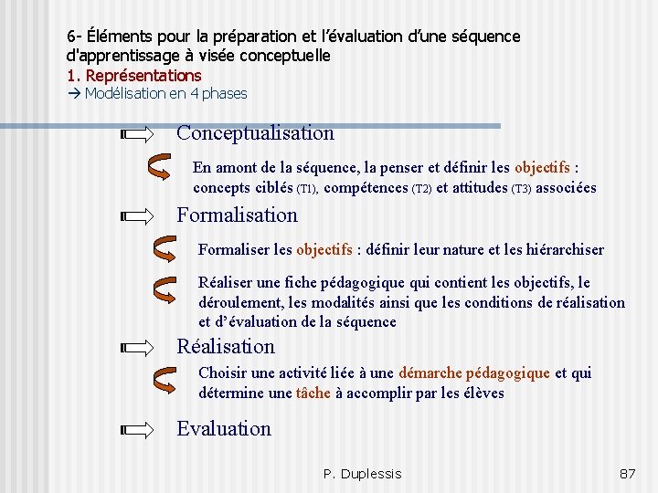 6 - Éléments pour la préparation et l’évaluation d’une séquence d'apprentissage à visée conceptuelle