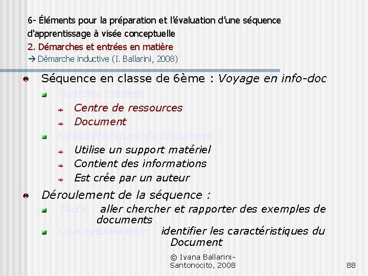 6 - Éléments pour la préparation et l’évaluation d’une séquence d'apprentissage à visée conceptuelle