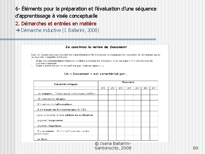 6 - Éléments pour la préparation et l’évaluation d’une séquence d'apprentissage à visée conceptuelle