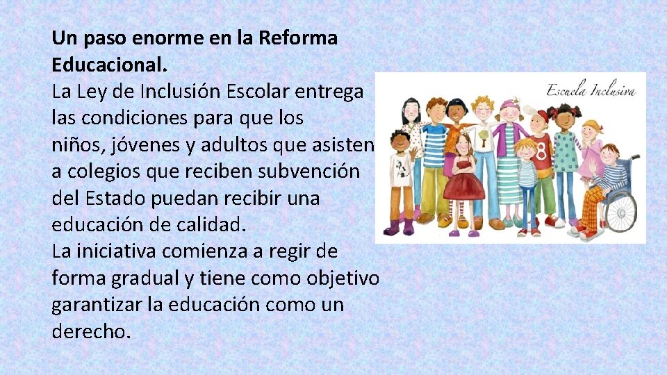 Un paso enorme en la Reforma Educacional. La Ley de Inclusión Escolar entrega las