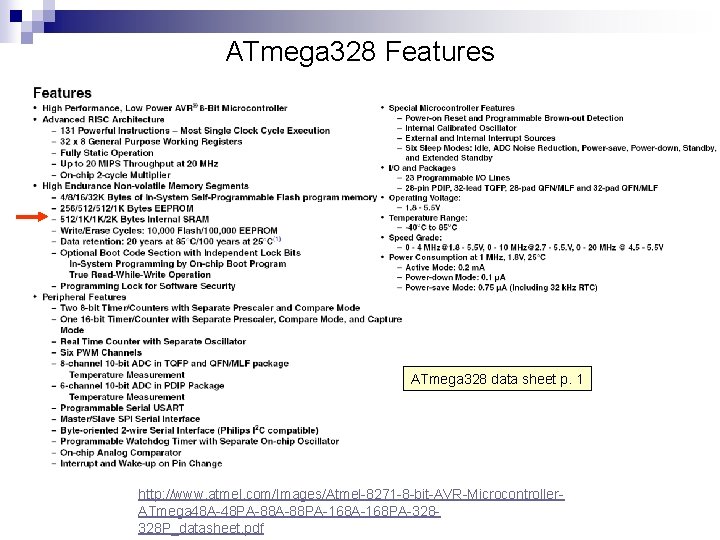 ATmega 328 Features ATmega 328 data sheet p. 1 http: //www. atmel. com/Images/Atmel-8271 -8