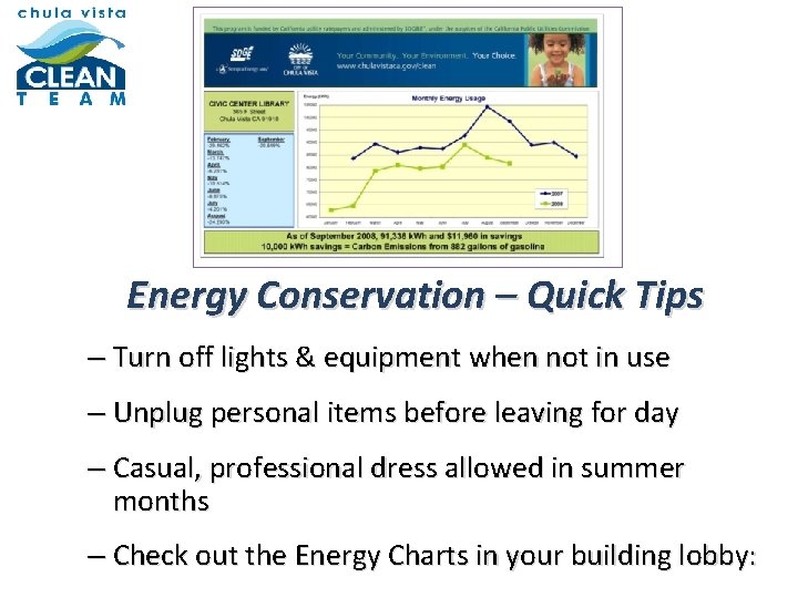 Energy Conservation – Quick Tips – Turn off lights & equipment when not in