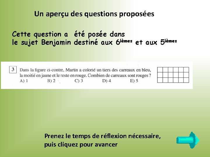 Un aperçu des questions proposées Cette question a été posée dans le sujet Benjamin