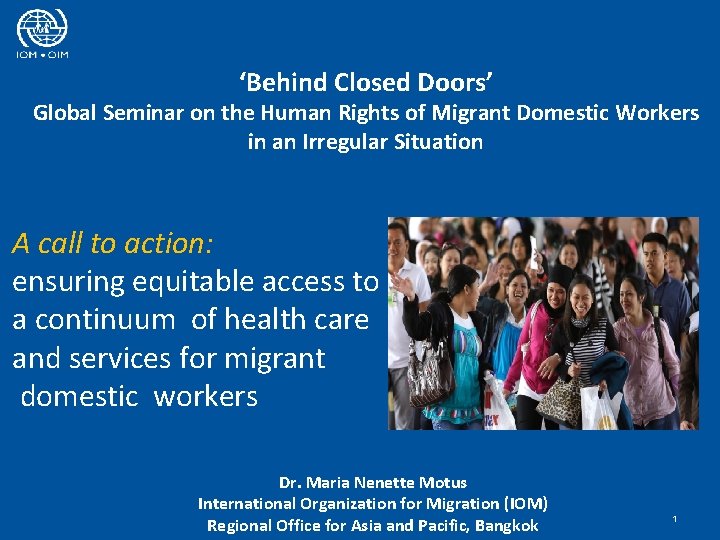 ‘Behind Closed Doors’ Global Seminar on the Human Rights of Migrant Domestic Workers in