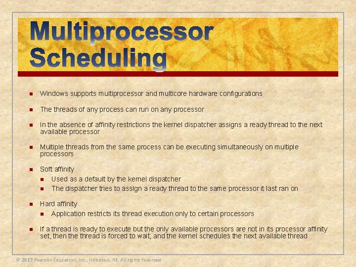 n Windows supports multiprocessor and multicore hardware configurations n The threads of any process