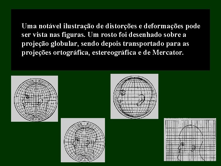 Uma notável ilustração de distorções e deformações pode ser vista nas figuras. Um rosto Uma notável ilustração de distorções e deformações pode ser vista nas figuras. Um rosto
