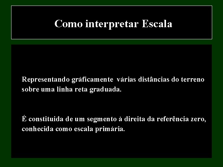 Como interpretar Escala gráfica Representando gráficamente várias distâncias do terreno sobre uma linha reta Como interpretar Escala gráfica Representando gráficamente várias distâncias do terreno sobre uma linha reta