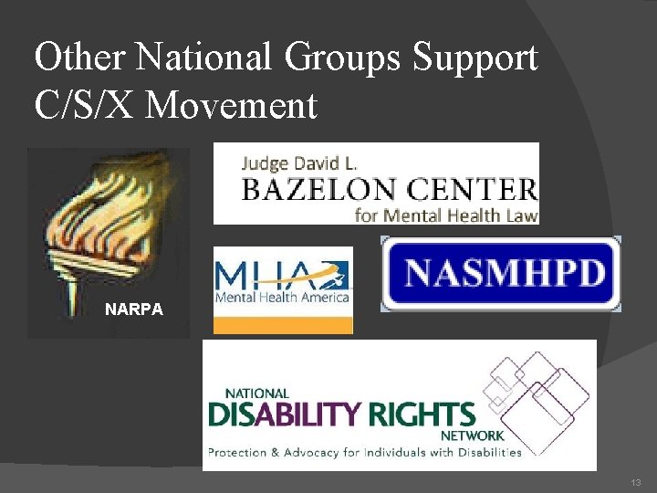 Other National Groups Support C/S/X Movement NARPA 13 